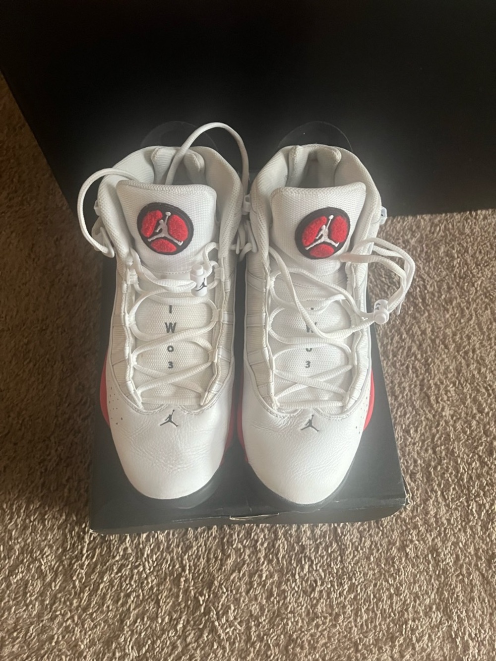 Men’s Red, Black& White Retro-Style Basketball Jordans - Picture 5 of 10